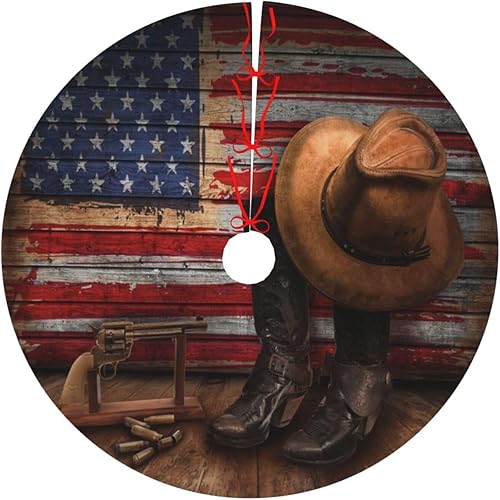 Miniatura 5 de Falda de árbol de vaquero americano del oeste, adornos para árbol de Navidad, falda de árbol para decoración de Navidad, 48 pulgadas