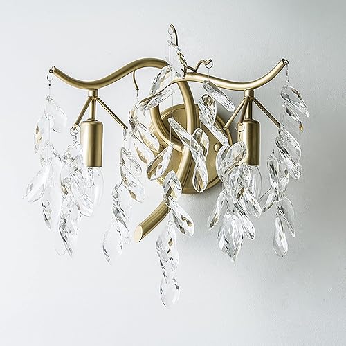 Miniatura 2 de Luces de pared para dormitorio apliques de pared lámpara de pared francesa de doble cabeza lámpara de pared de cristal retro lámpara de sala de