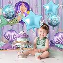 Rozi Decoration Mermaid Theme Foil Balloons Décor Set of 7 Pcs Under The Sea Party Decorations | Mermaid Theme Balloons Birthday Decorations Items gallery image