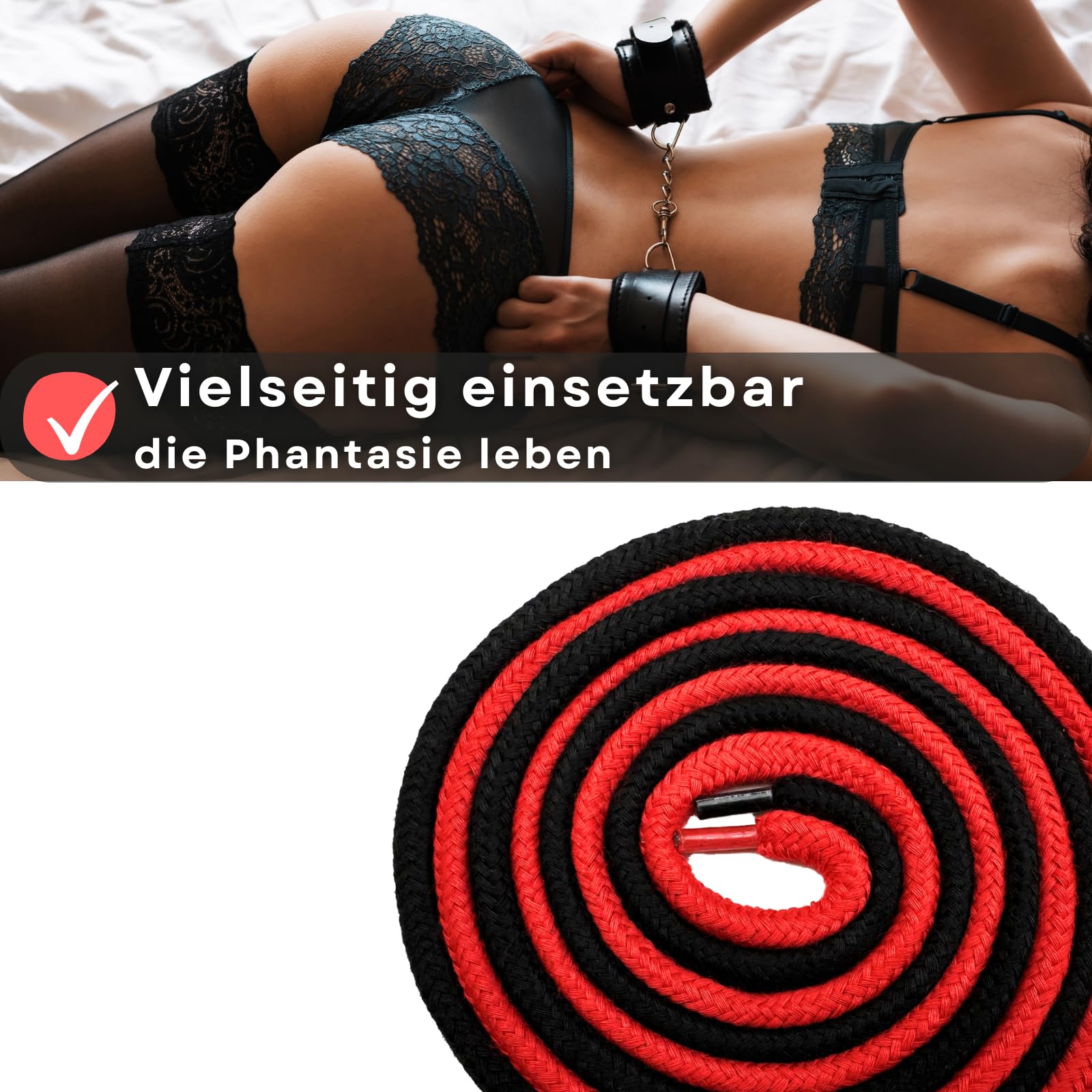 Set di corde per bondage 2 x 5m in nero in cotone, morbide ed elastiche - Lovelyness