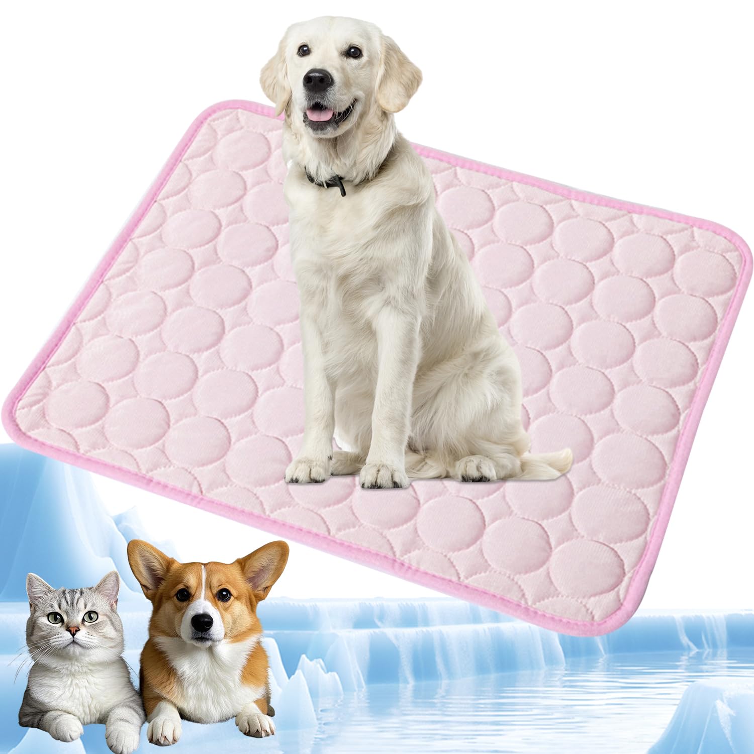 YXHZVON Alfombrilla Refrescante para Mascotas, Manta Refrigerante Perro, Cama Frio Animales Colchon Mascotas para Verano, 100 x 70 cm, XL, Rosa