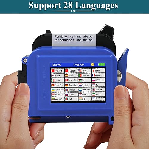 Miniatura 2 de Mini impresora de inyección de tinta mejorada de 1.000 in1 pulgada para todos los materiales PC11-1, 25 idiomas, con cartucho de tinta, dispositivo