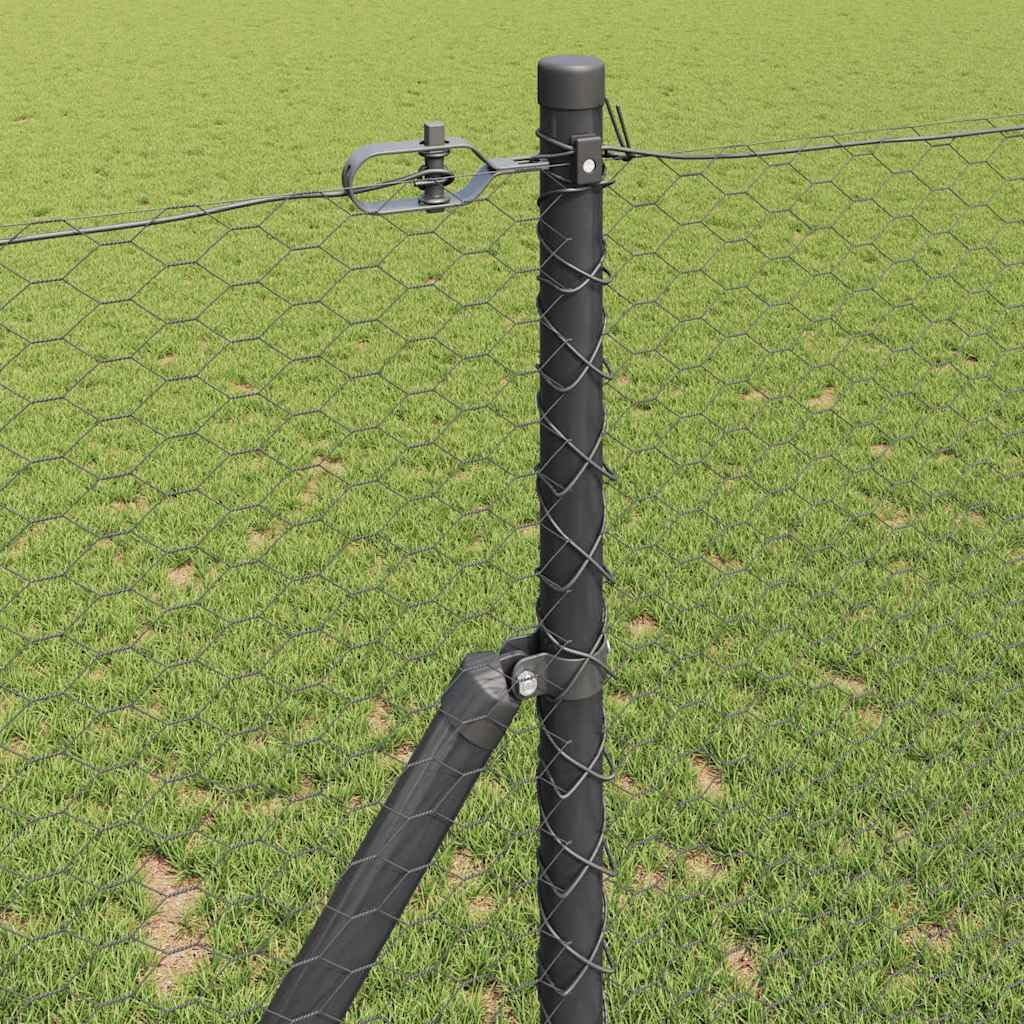 Recinzione Con Pali, Acciaio Rivestito in PVC, Resistente Alle Intemperie, Recinzione Giardino, Recinzione Modulare, Ideale per Giardino e Patio, Grigia, 1 x 10 m