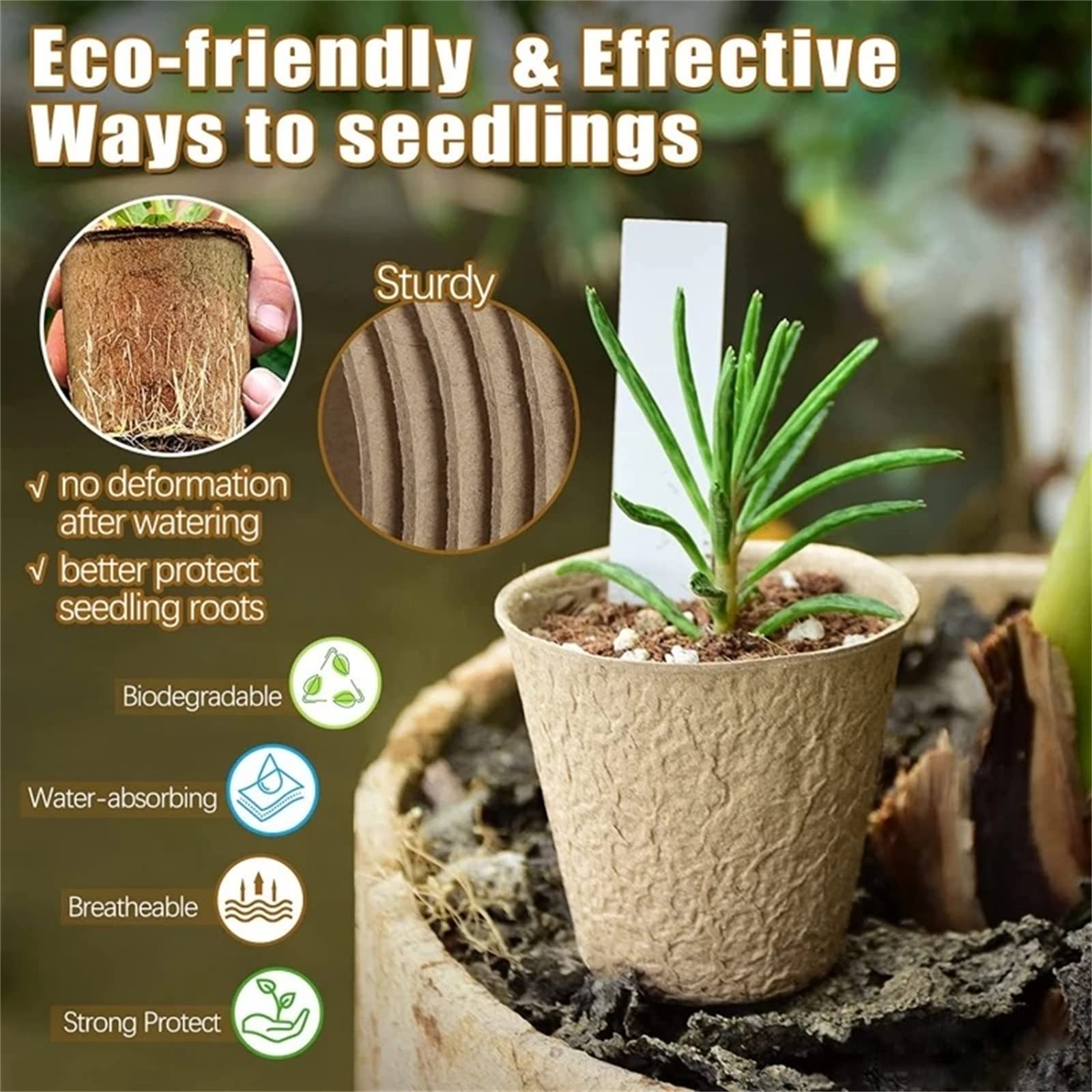 Amazon.co.jp: 50個 育苗ポット 紙 紙植木鉢 8cm 園芸用品 種まき