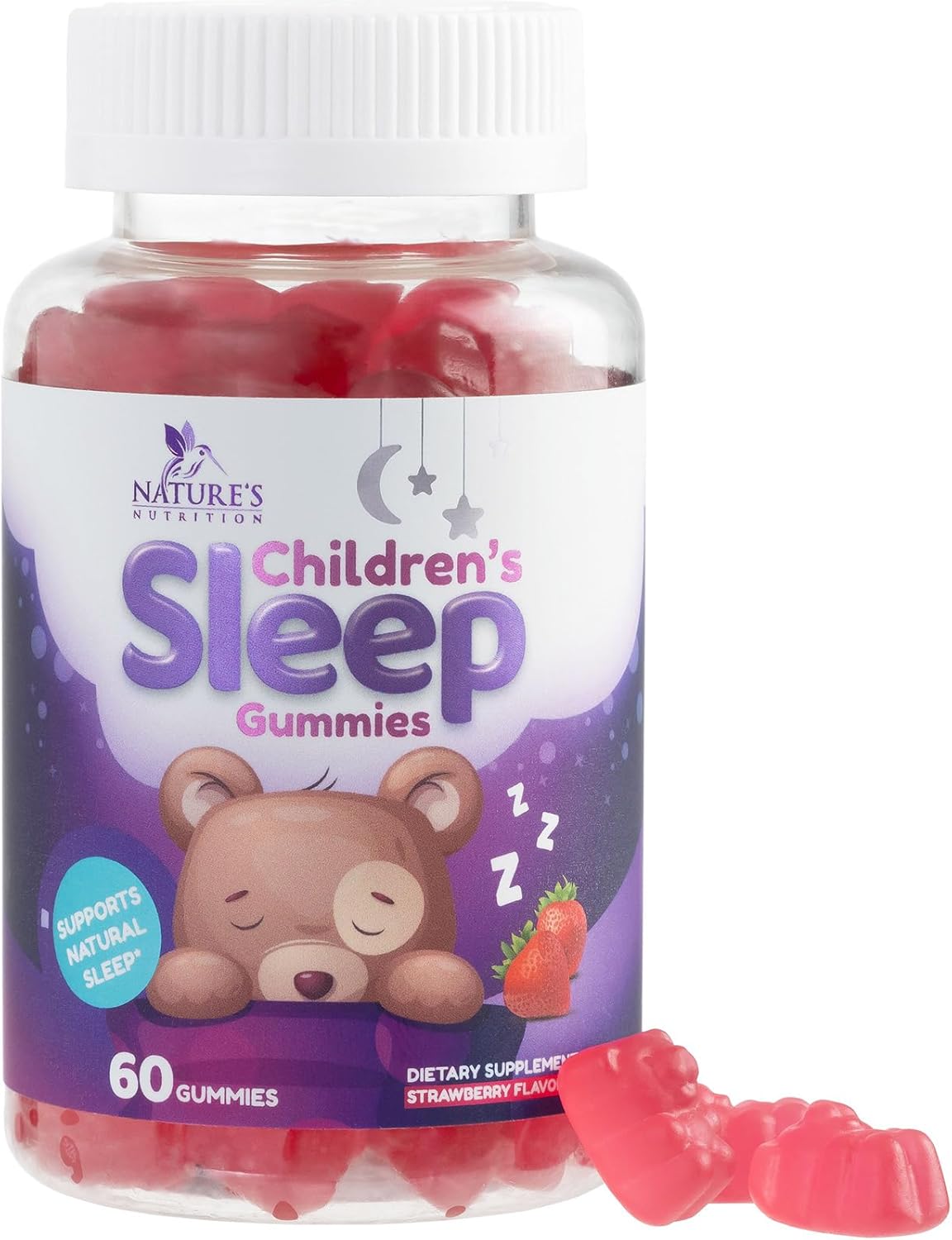 Kids Sleep Gummies 2mg – Children’s Sleep Gummy with Melatonin, Non-Habit Forming, Works with Natural Sleep Cycle, Supports Peaceful, Restful Sleep, Calm & Drug-Free, Natural Berry Flavor, 60 Gummies