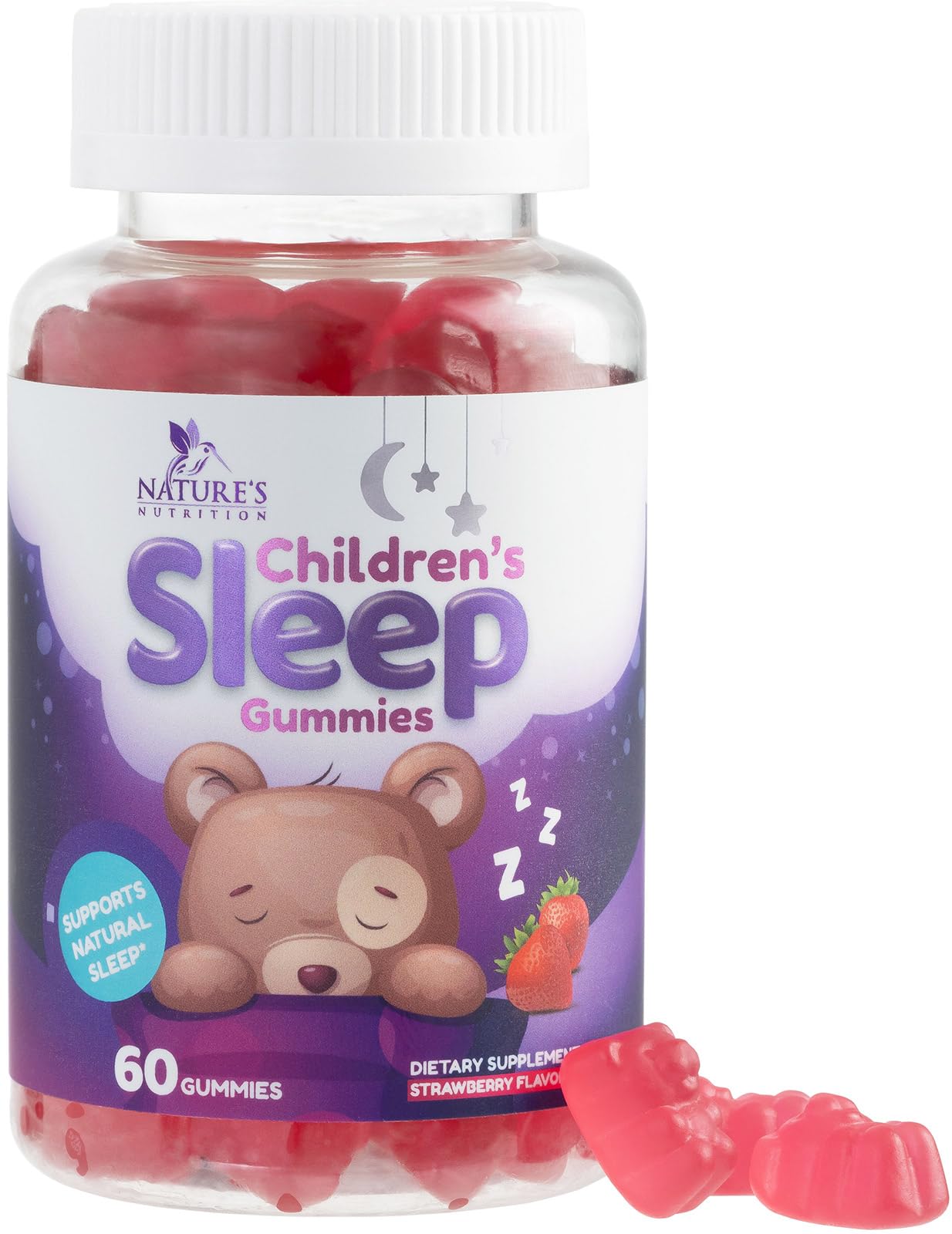 Nature's Nutrition Kids Sleep Gummies 2mg - Children's Sleep Gummy with Melatonin, Non-Habit Forming, Works with Natural Sleep Cycle, Supports Calm &