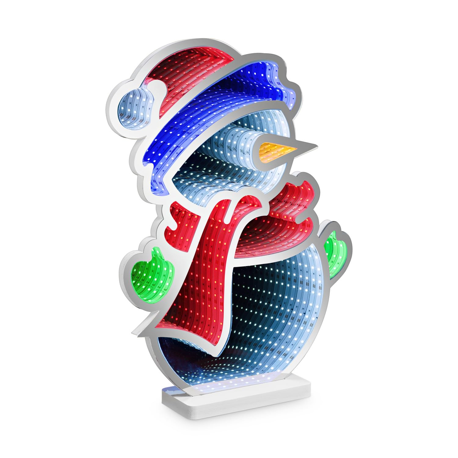 Idena 30552 - LED Infinity Mirror Father Christmas, ok. 35 x 8 x 45 cm, lampa dekoracyjna z 246 diodami LED SMD i efektem 3D, dekoracja świąteczna do wnętrz, z zasilaczem i kablem o długości 3 m