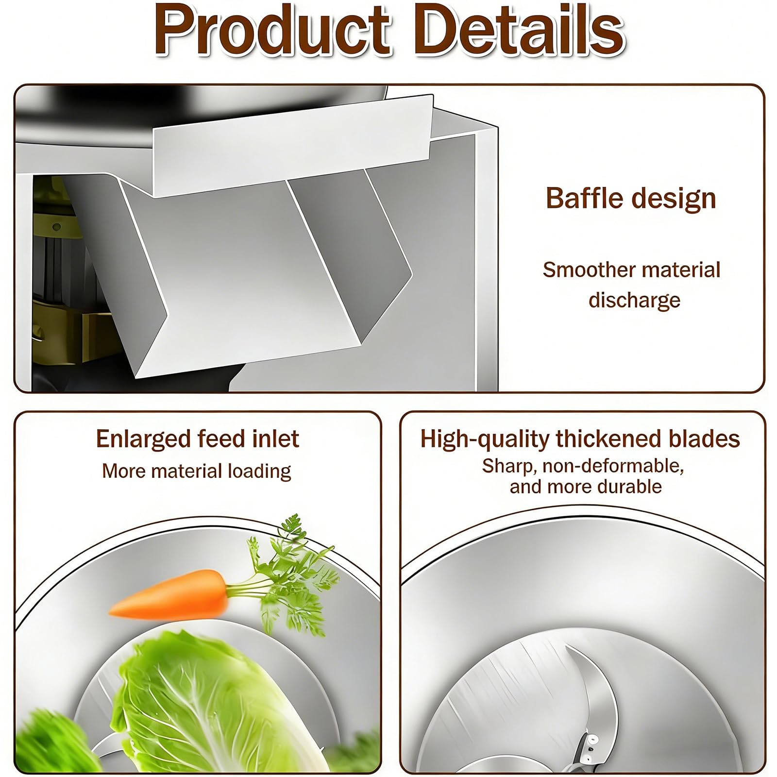 Picadora de pienso/Verduras Comercial con 3500 RPM y 4 Cuchillas para procesar pienso para Pollos y Patos, Incluye Pala de Madera 110V-1500W