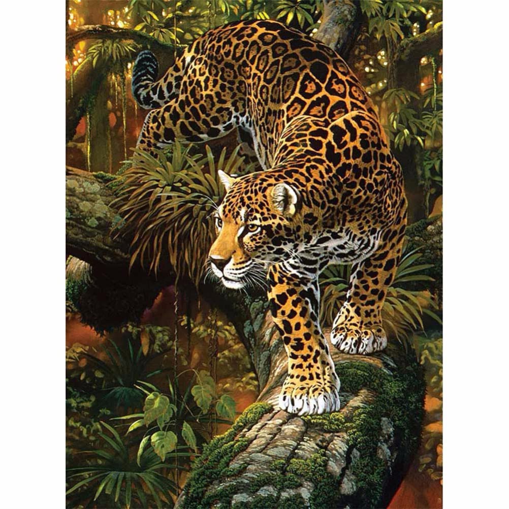 Meecaa Leopard Paint By Numbers Jungle Tree Animal Kit For Adults Beginner Diy Oil Painting 16X20 Inch (, Framed)
