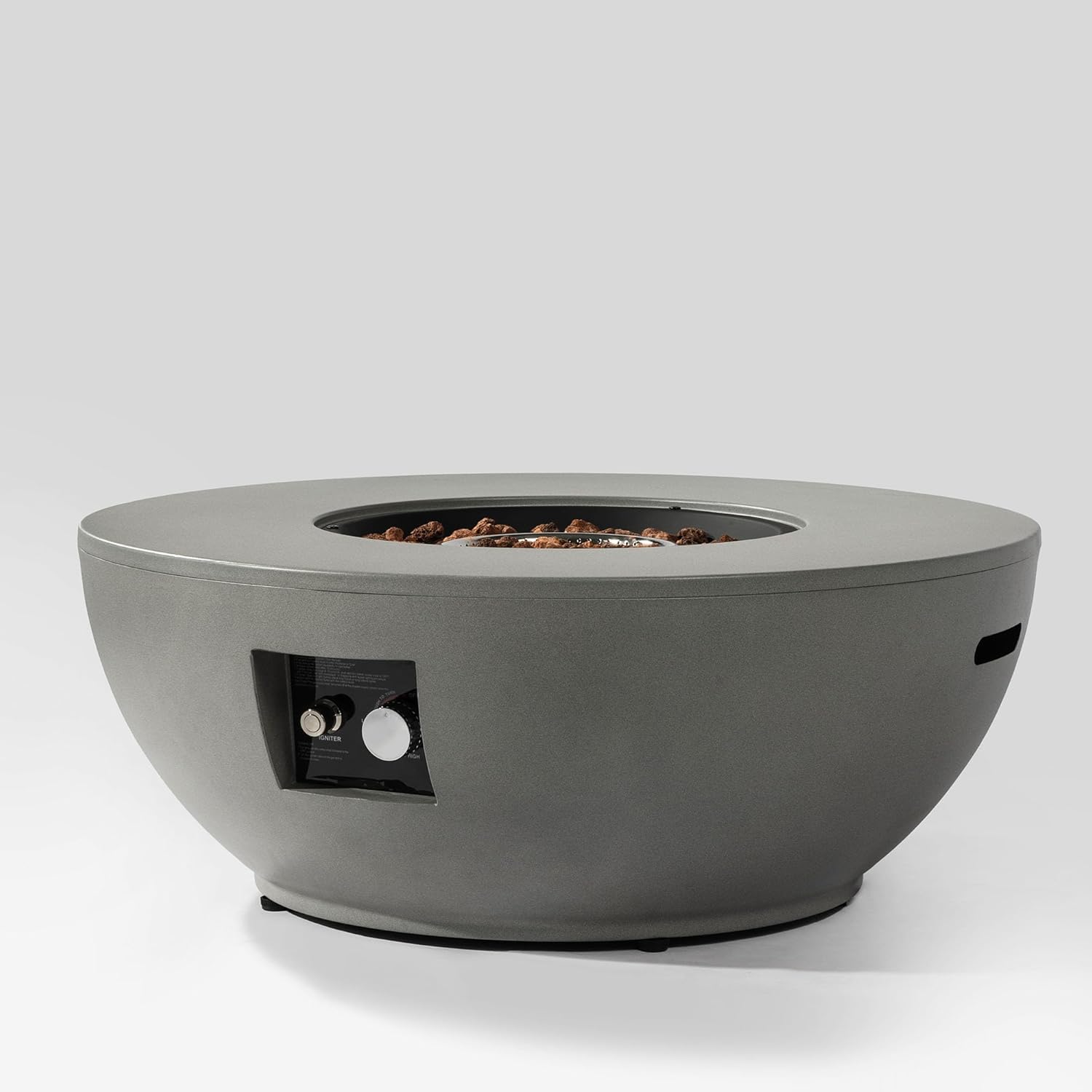 36" Propane Gas Fire Pit Table 2-Pieces, 50000 BTU Round Steel Fire Pit with Tank Holder for Outside Patio Deck Garden BackyardGrey