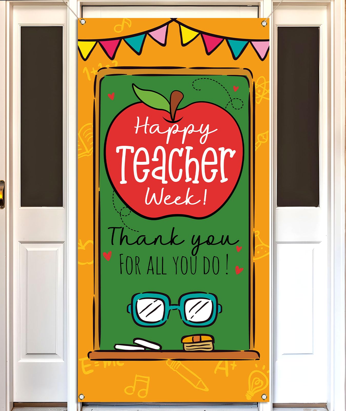 Sunwer Couverture de porte Happy Teacher Week May Thank You Teachers Décoration école salle de classe