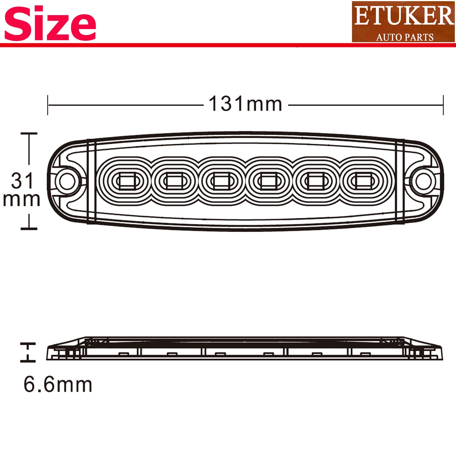 2x 6LED Luces De Advertencia de Peligro Emergencia Baliza Luz Ambar 12/24V Homologados para Camión Remolque Vehículo