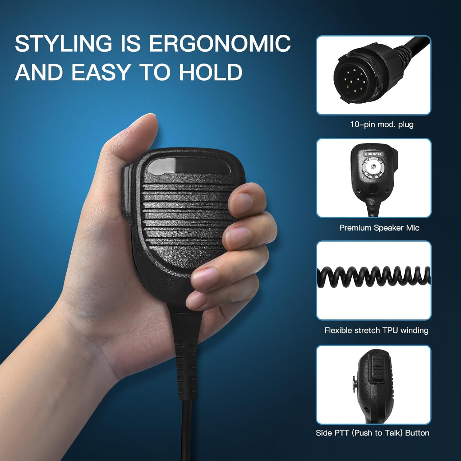 5 Pack RMN5052a RMN5052 Handheld Speaker Microphone XPR Mic Two Way Radio for Motorola XPR4300 XPR4350 XPR4380 XPR4550 XPR4580 XPR5350 XPR5550 XPR5550E XPR5580 XPR4500 Heavy Duty Speaker Mic