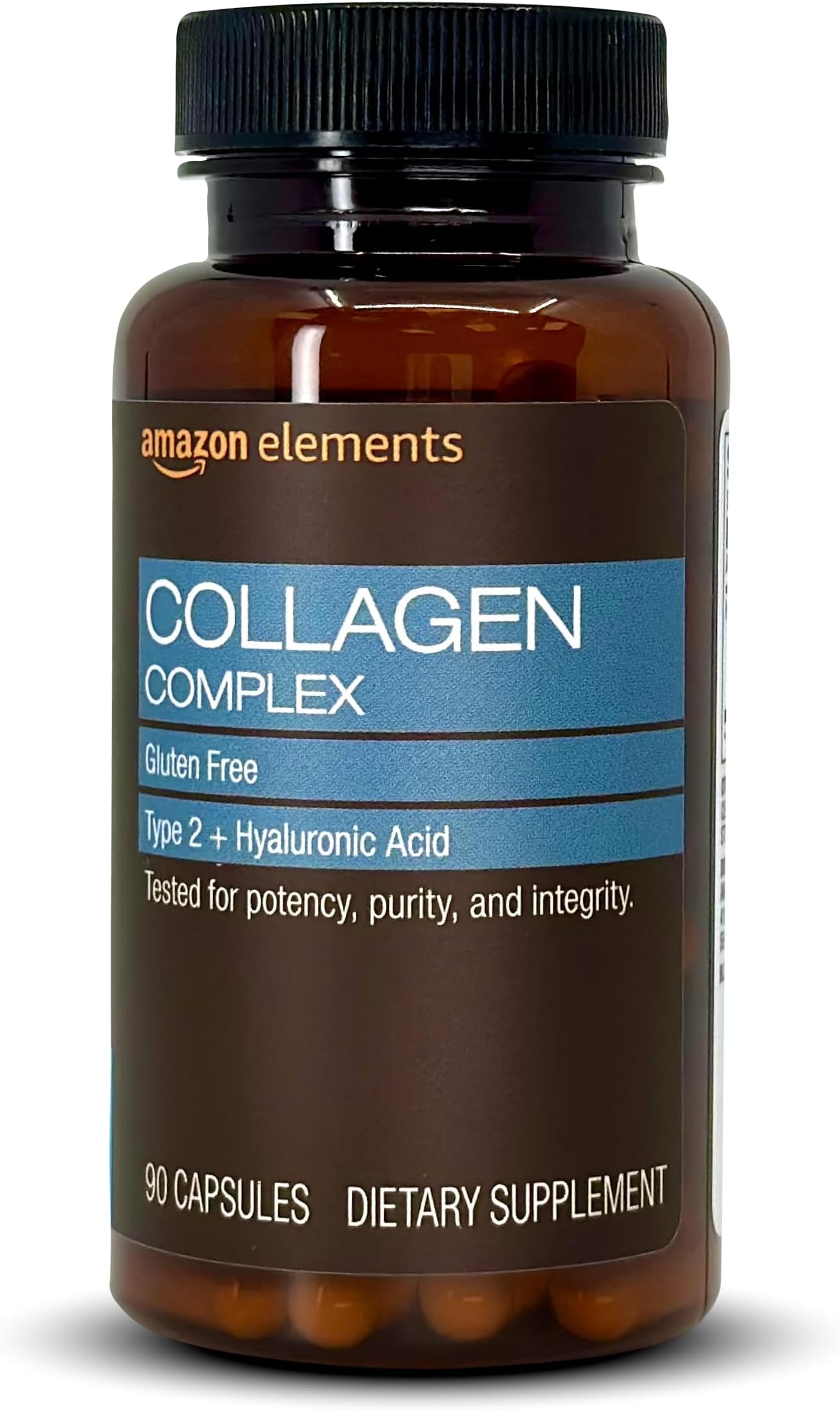 Amazon Elements Collagen Complex, Type II with Hyaluronic Acid, 90 Capsules, 3 Month Supply