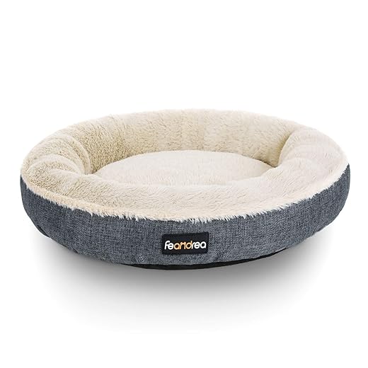 FEANDREA PGW055G01 Dog Cat Bed Donut Shape 55 cm Dark Grey
