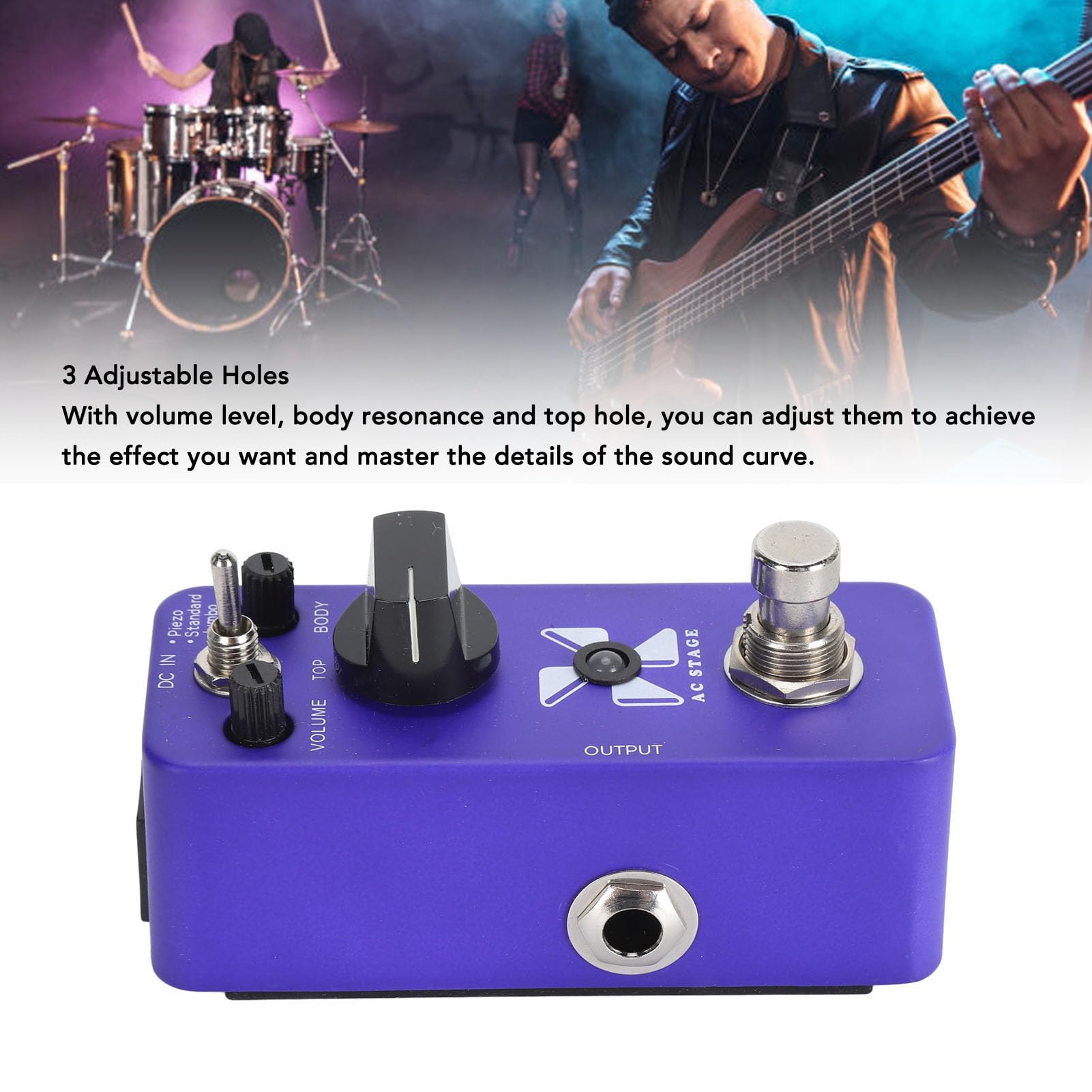 Pédale D'effet de Simulation de Guitare Acoustique en Alliage D'aluminium, 3 Modes D'effets, Mini, Coque Métallique à Large Application, pour la Pratique Quotidienne