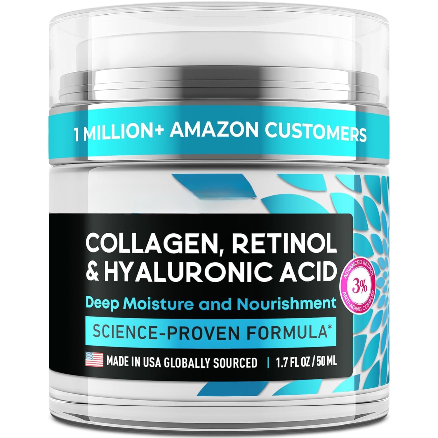 Generic stem cell serum for face with retinol Anti-Aging Moisturizer Cream with Collagen, Retinol & Hyaluronic Acid - Skin Firming Care for Face, Neck & Décolleté Daily Use Day & Night Cream - 1.7 fl.oz