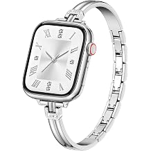 AIRSPO Slim Band Compatible for Apple Watch Bands for Women 38mm 40mm 41mm 42mm,Thin Metal Strap Dressy Jewelry Bracelet with Bling Diamond for iWatch Bands Series 11 10 9 8 7 6 5 4 3 SE 2 1 Silver