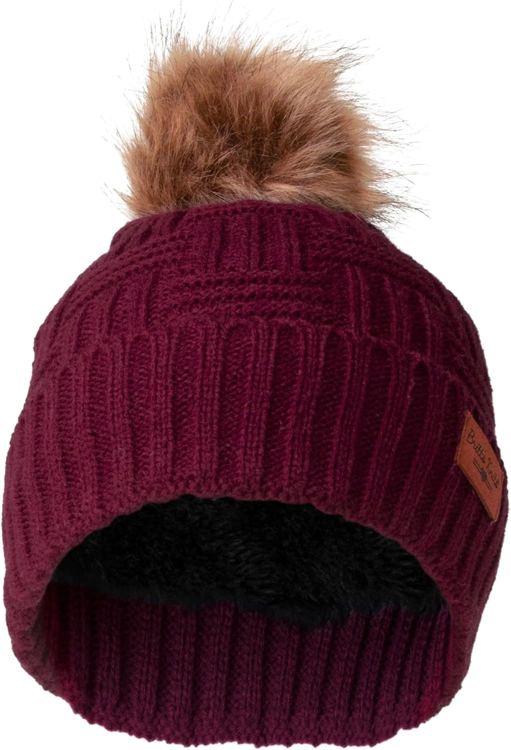 Britt's Knits Women's Plush-Lined Knit Hat with Pom