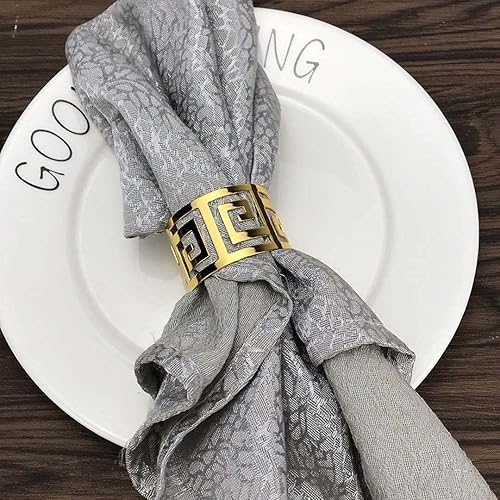 Miniatura 3 de Servilleteros dorados, 6 piezas de servilleteros dorados de metal de corte hueco Juego de hebillas para boda, aniversario, cumpleaños, Navidad,