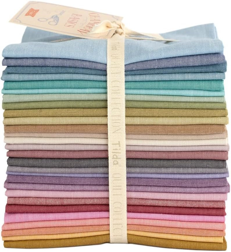 Tilda Chambray Fat Quarter Bundle - 28 Pcs. Multi, 100% Cotton, Solid, Chambray, Fabric Bundle, Fabric