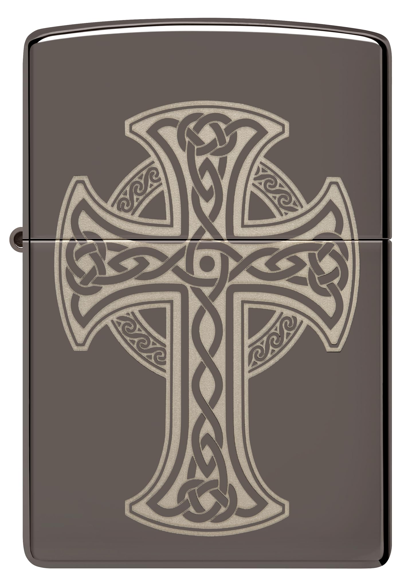 Zippo - Briquet Tempête Motif Croix Celtique, Noir (Black Ice), Gravure Laser (4 Côtés), Rechargeable, Réutilisable, Coupe-Vent, Coffret Cadeau, Fabriqué Aux États-Unis
