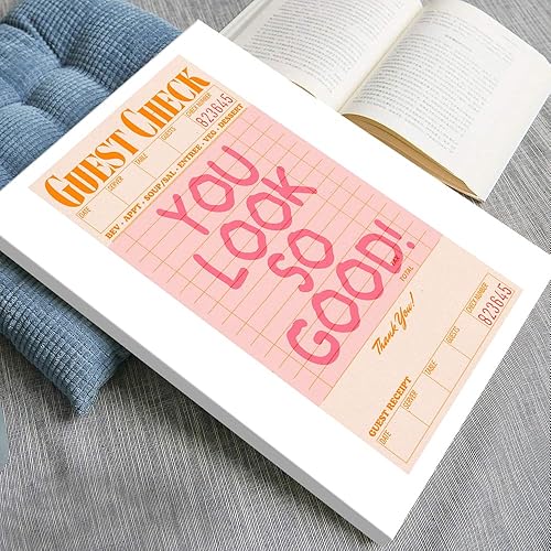 Miniatura 8 de JCFOAS Lienzo retro de moda para pared, diseño de galería inspirador, color rosa y naranja, con texto en inglés You Look So Good (You Look So Good),