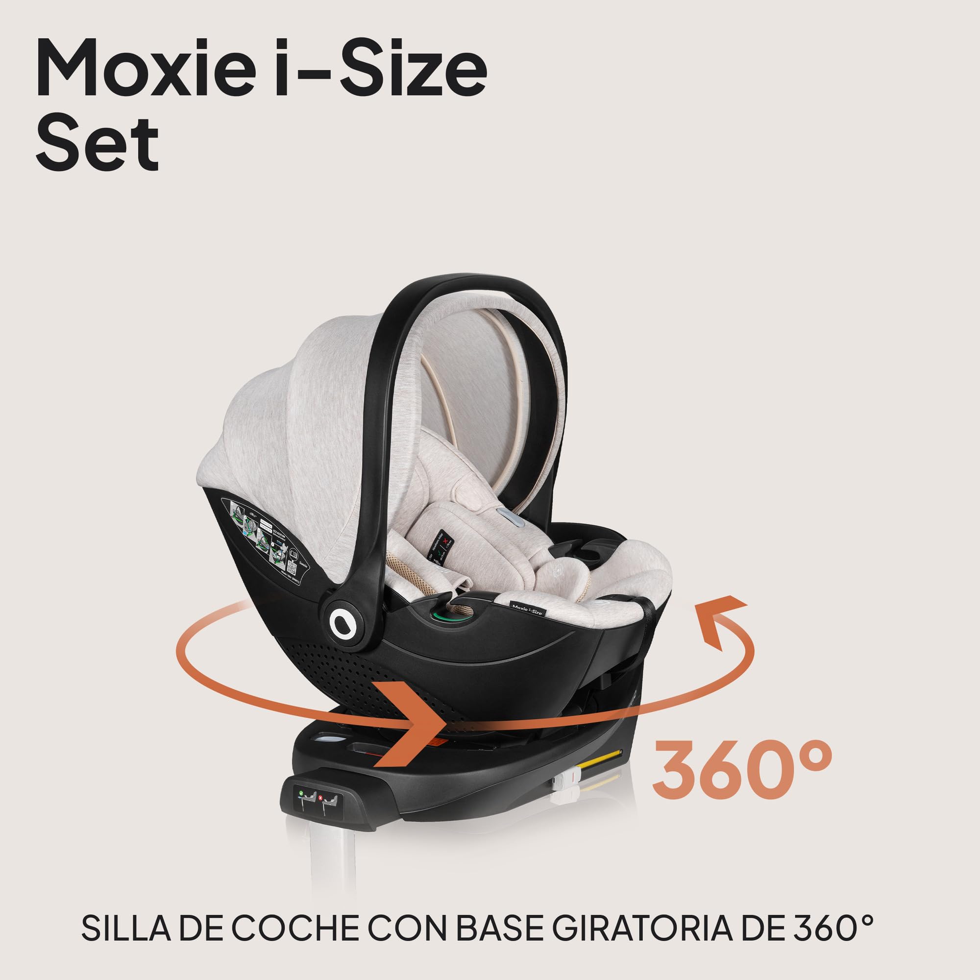 LIONELO MOXIE i-Size SET Silla de Coche Infantil con Base 40-87 cm Portabebés Instalación ISOFIX y Pata de Estabilización Protección Lateral, Reposacabezas Ajustable Cojín Dri-Seat | Base ISOFIX, pata de apoyo, protección lateral, reposacabezas regulable