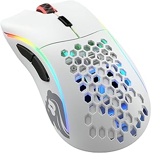 Glorious Gaming Model D Wireless Gaming Mouse – Superleichte 69 g, verzögerungsfreier 2,4-GHz-Funk, bis zu 71 Stunden Akku, RGB-Beleuchtung, BAMF-Sensor, ergonomisch, 6 Tasten – Mattweiß