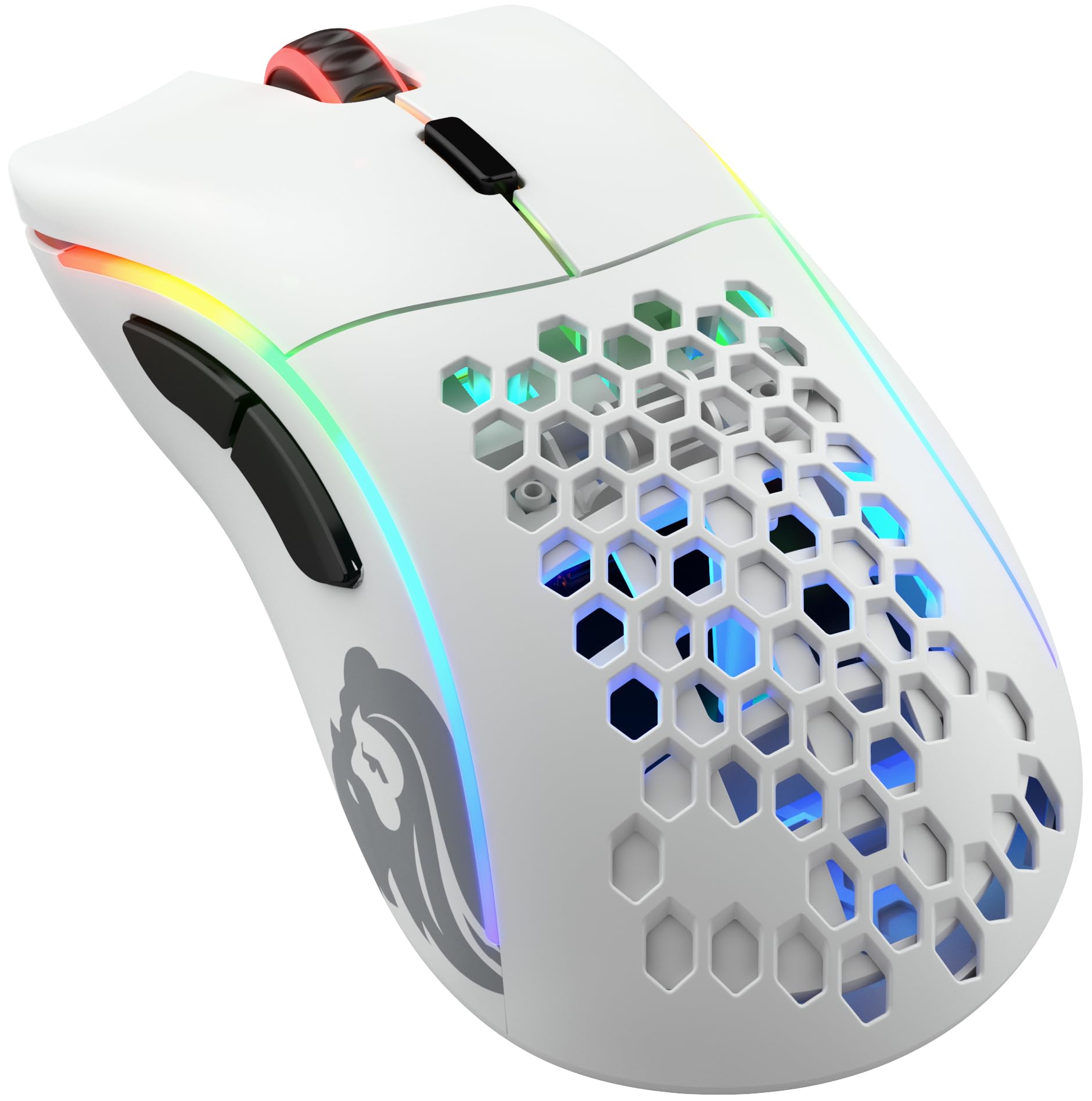 GLORIOUS Gaming Model D Kabellose Gaming-Maus – superleichte 69g, verzögerungsfreie 2,4-GHz-Funkverbindung, bis zu 71 Stunden Akkulaufzeit, RGB, BAMF-Sensor, ergonomisch, 6 Tasten – Weiß