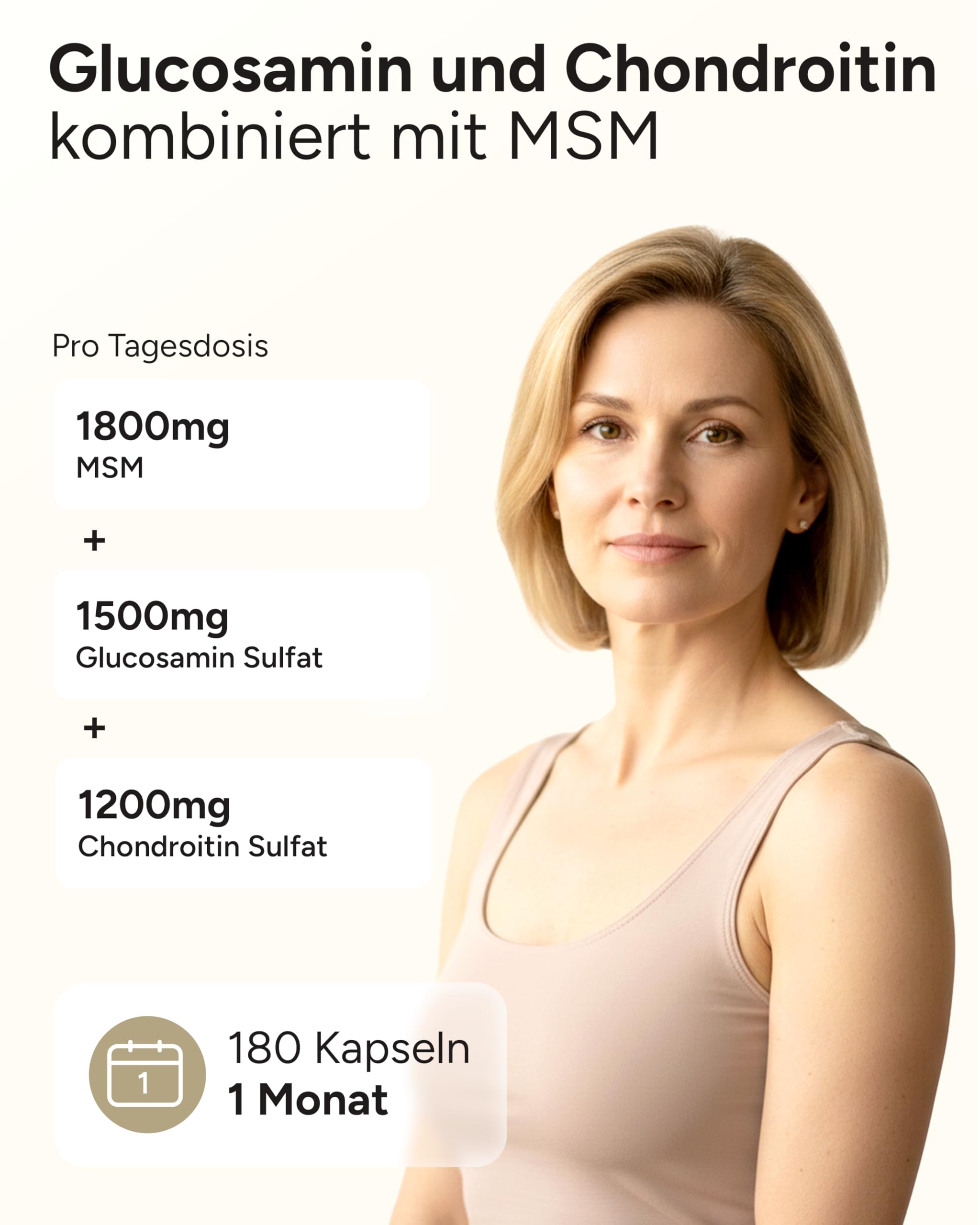 Glucosamin Chondroitin MSM Kapseln hochdosiert - Glucosaminsulfat 1500 mg mit 1200mg Chondroitinsulfat & 1800 MSM Methylsulfonylmethan Kapseln pro Tagesdosis - plantomol® Essentials