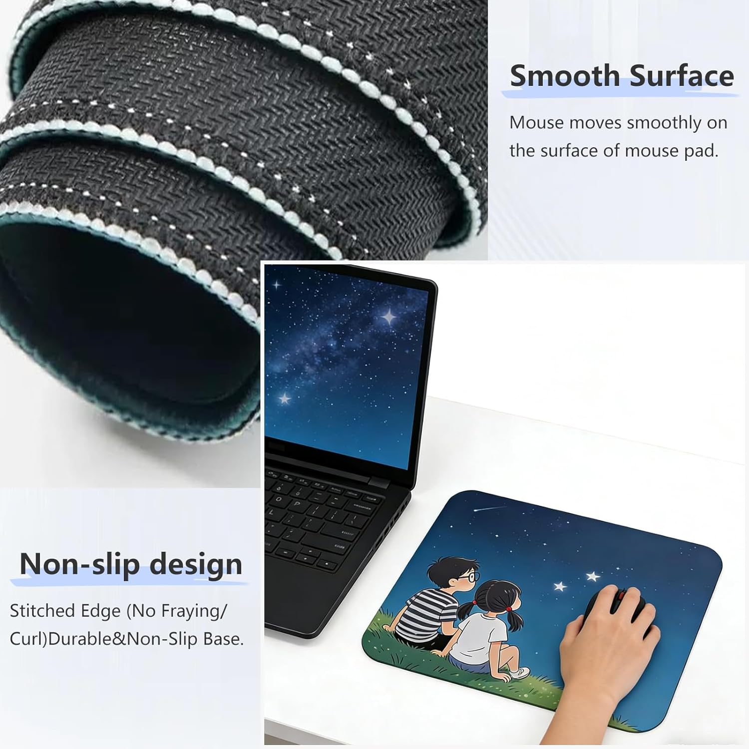 Custom Photo Mouse Pad- Personalized Photo & Text Desk Mat, 2mm/3mm/4mm Thick Non-Slip Rubber Base Gaming Mousepad, for Adults, Couples, Family, Pet Lovers (12x10inches)