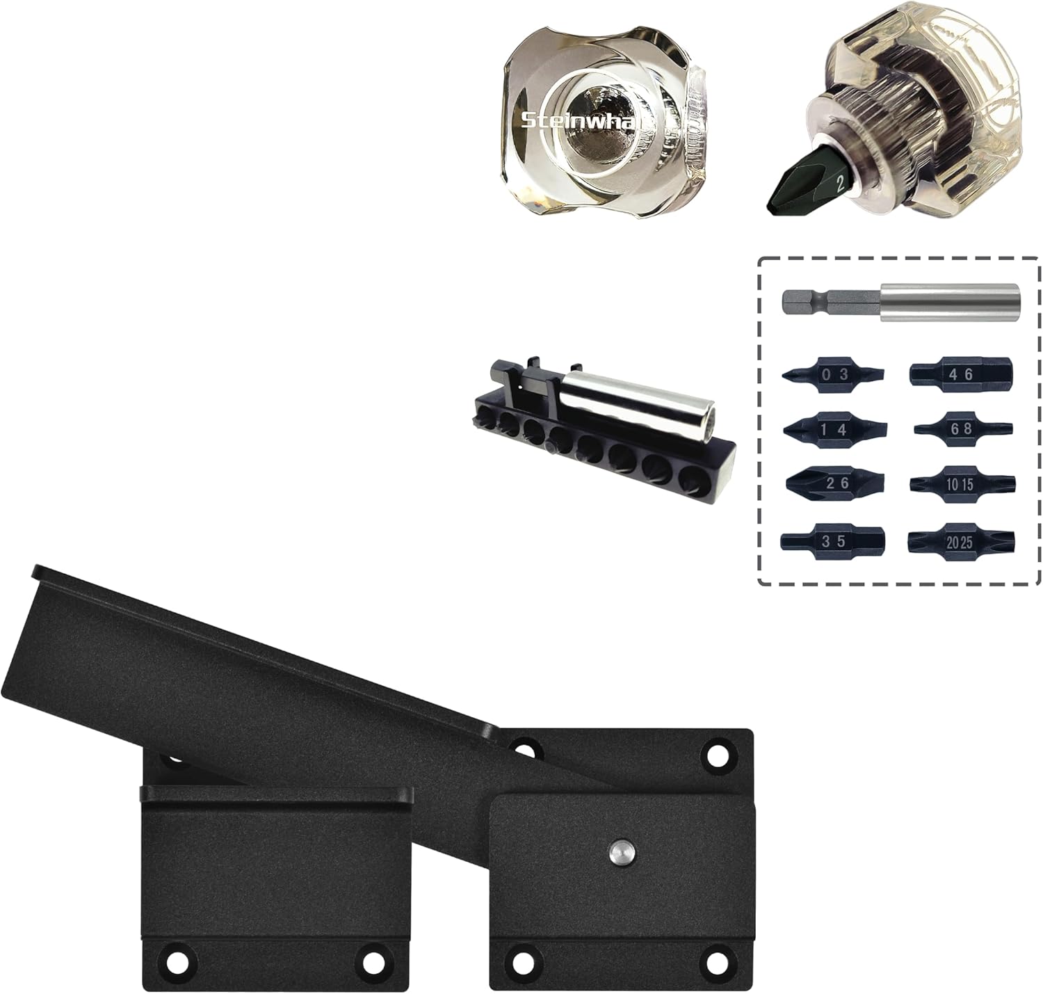 10in1 Short Stubby Mini Screwdriver for tight spots, 8pcs Double-headed S2 Steel Bits. Flip Gate Latch Lock with Padlock Hole, 3.5mm Aluminum Alloy Door Latch for Outdoor Wooden Fence,Barn Door,Shed