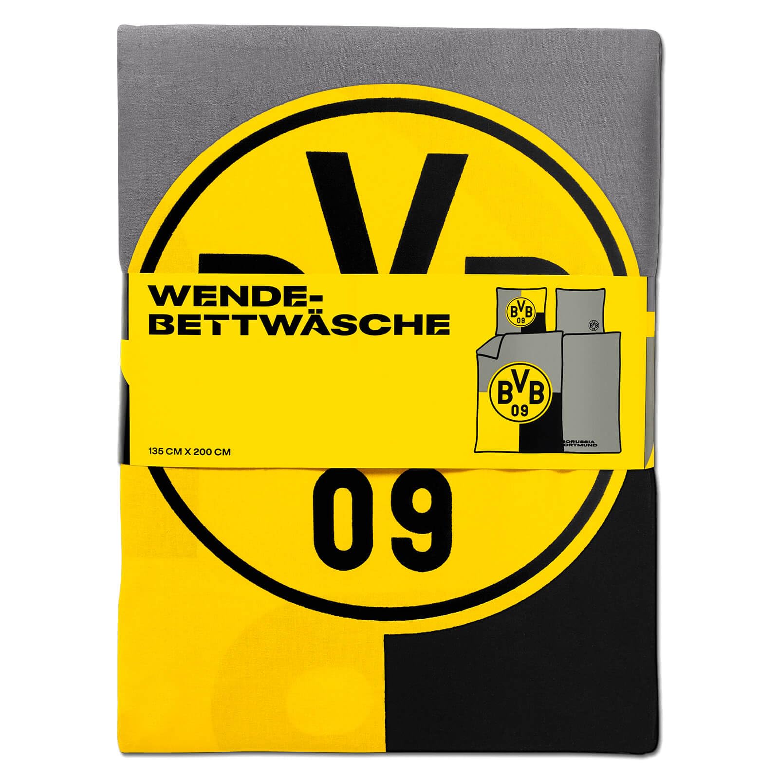 Borussia Dortmund Unisex – dwustronna pościel BVB dla dorosłych czarno-żółta 135 x 200 cm, wielokolorowa