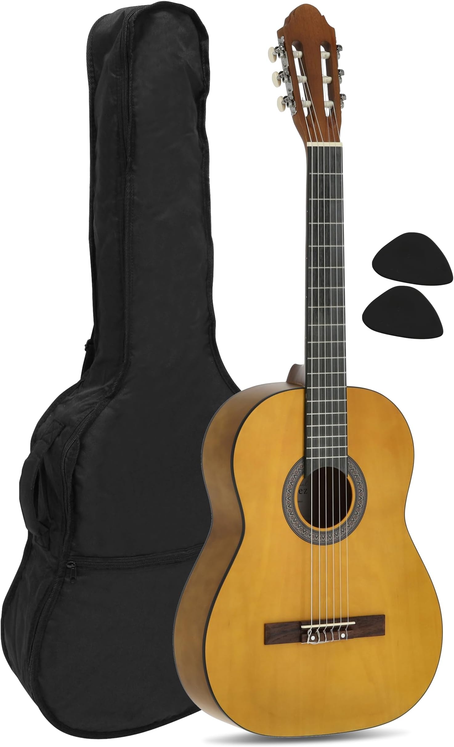 Juan Miguel Navarrez concert guitar, classical guitar, 4/4 honey - natural, incl. bag