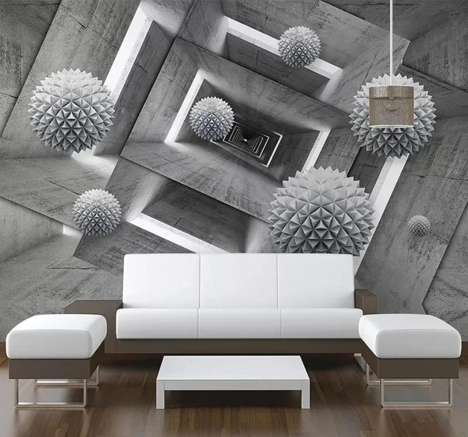 XLMING Papel Pintado 3D Retro Gris Cemento Arquitectura Esfera