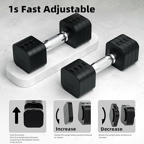 Miniatura 5 de 20LB Adjustable Dumbbell Set, 10lb Dumbbells Set of 2, 5 in 1 Free Weights Set, Each 4lb 6lb 8lb 10lb for Women & Men for Home Gym Exercise Workout