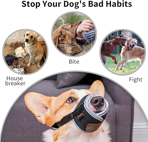 Miniatura 6 de Bozal para perro, bozales suaves para perros pequeños, medianos y grandes, cubierta de boca de perro para evitar morder, masticar, bozal de cachorro