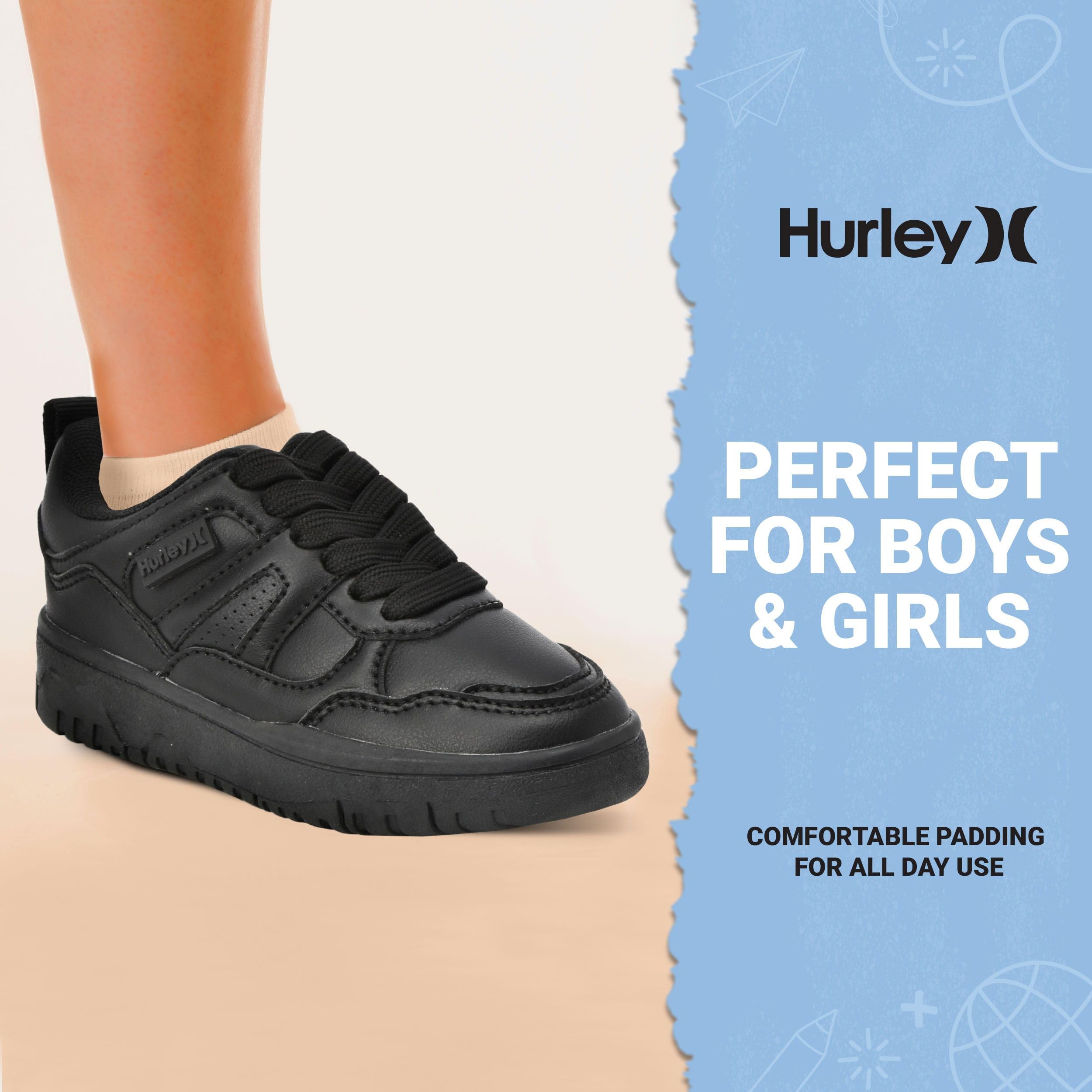 Hurley Jason - Sneaker basse per bambini, con lacci, scarpe sportive per ragazzi e ragazze, scarpe da ginnastica imbottite con suola resistente, scarpe da basket per bambini