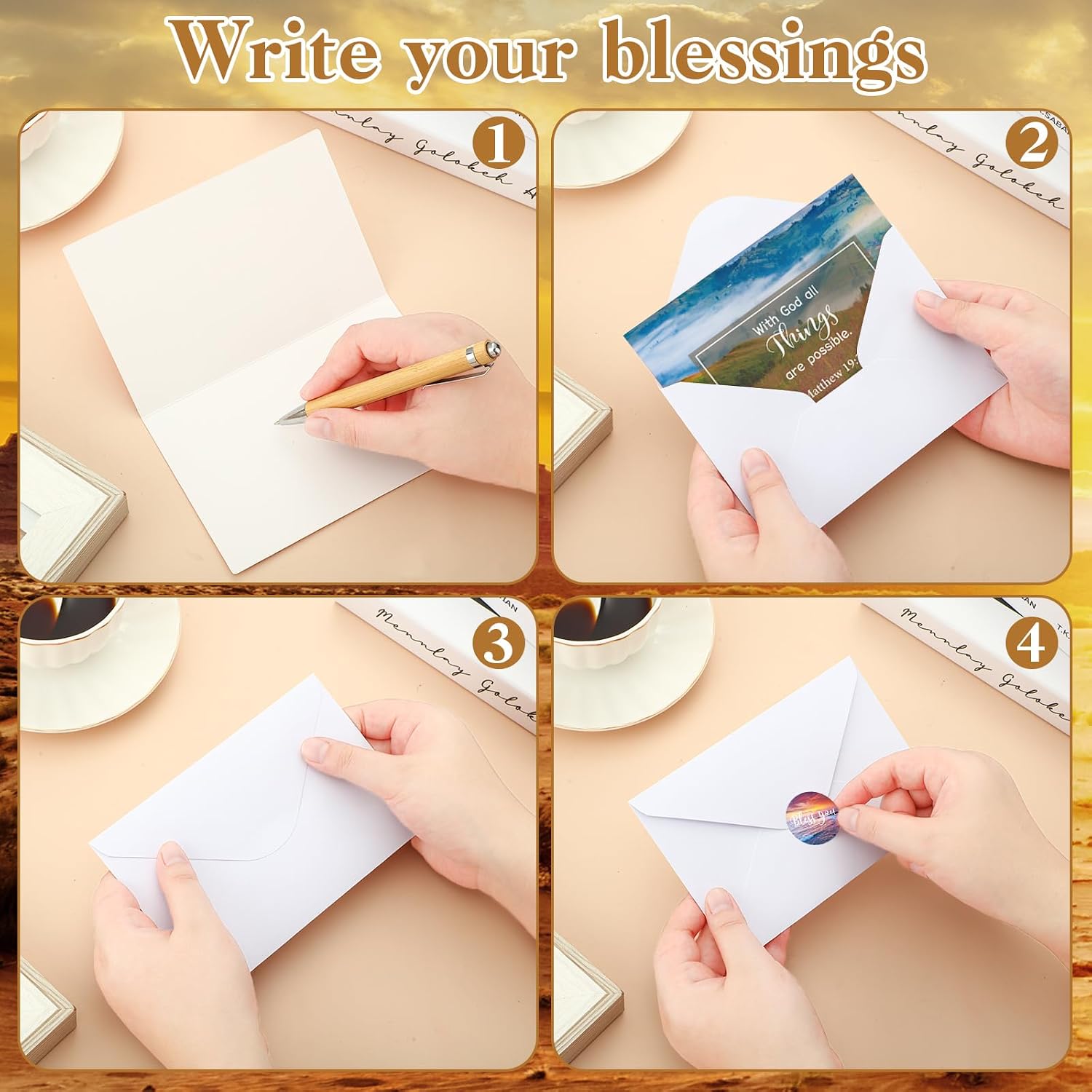 Sayglossy 120 Set Inspirational Christian Greeting Cards Bulk with Envelopes Scripture, Inspirational Bible Verse of Christian Greeting Card for Christmas Thanksgiving Birthday Gift, 4 x 6''(Scenery)