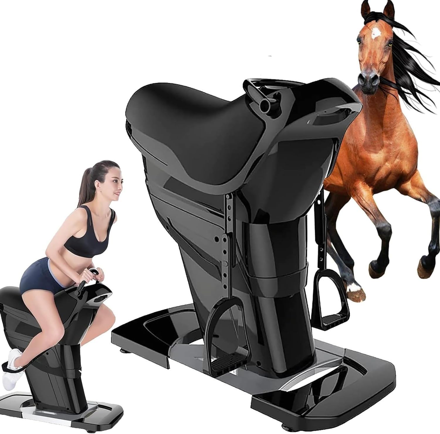 Electric 3D Simulation Horse Riding Machine,20 Speeds Adjustable,One-Touch LCD Display,Aerobic Fitness Equipment for Waist,Legs,HIPS Toning