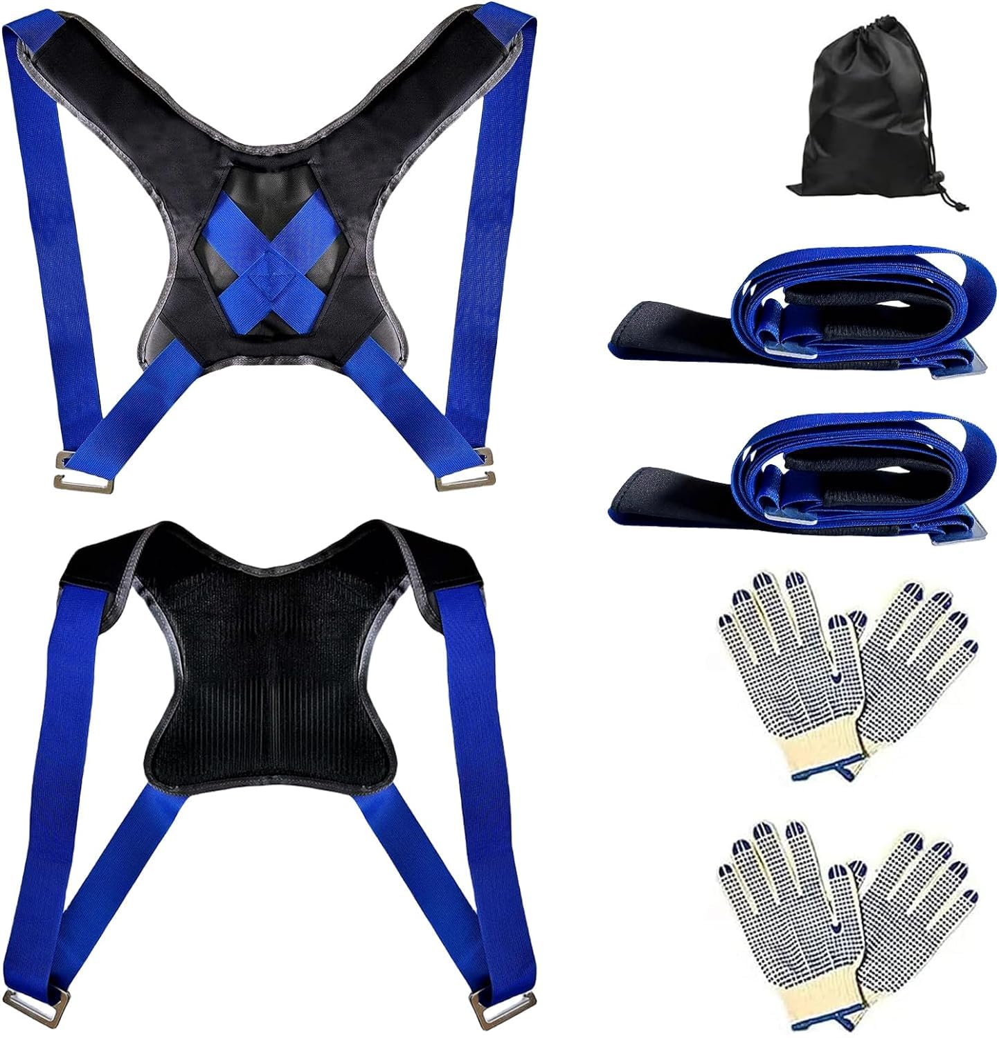 Kit di tracolla per 2 persone con gilet in spugna, cinghia di sollevamento multifunzione per mobili e attrezzature, trasporto di mobili, blu