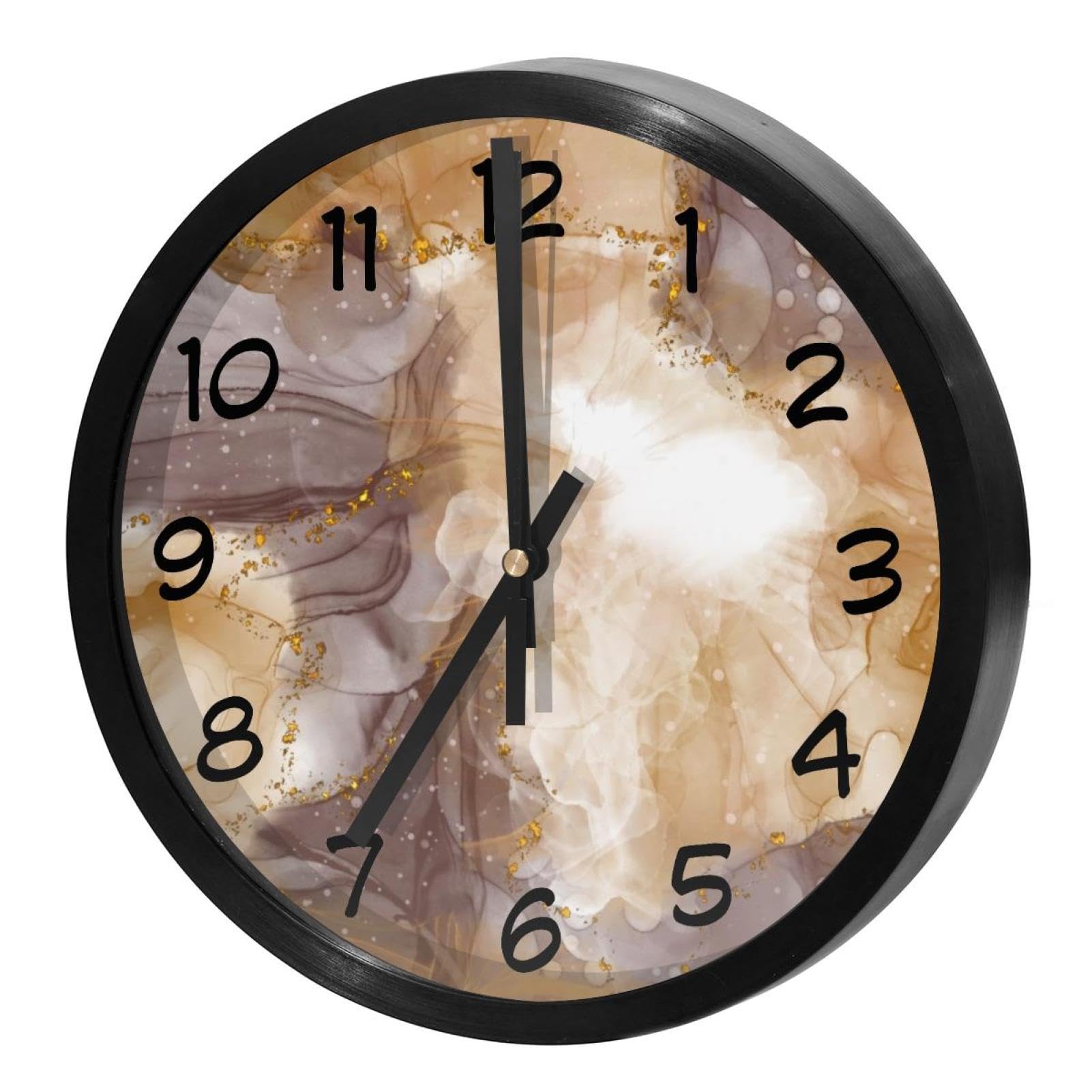 Horloge murale silencieuse en doré de luxe et texture pailletée haut de gamme