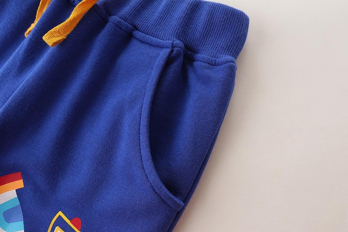 Toddler Boys Cotton Rainbow Print Active Jogger Pants Kids with Elastic Drawstring Sweatpants Casual Bottoms