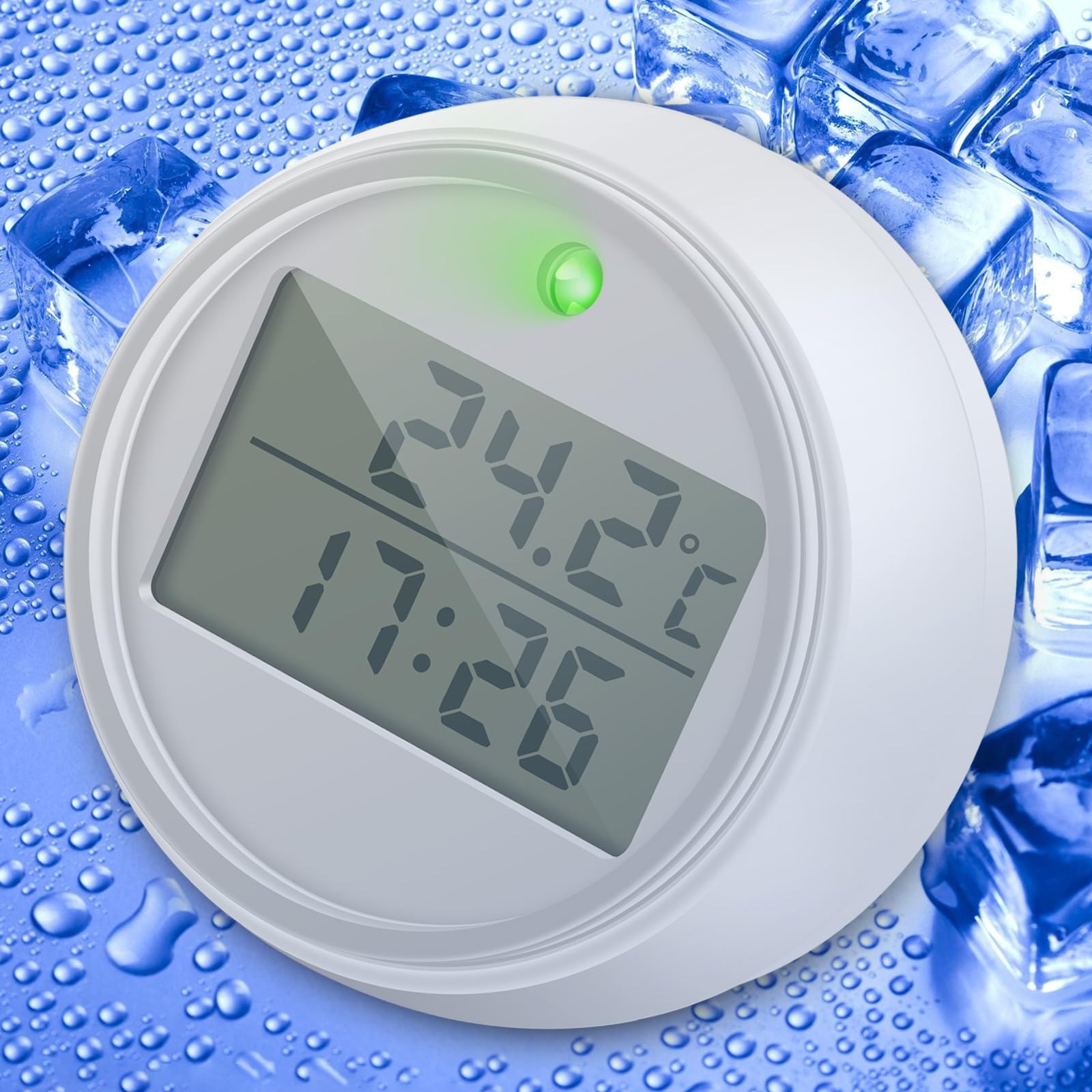 A Thermometer für Eisbad, mit Timer, Wasserthermometer, wasserdicht, IP66, mit klarer Anzeige, Blitz, 1,7 x 1,1 Zoll, Kalt-Tauchthermometer, Thermo-Thermo, digital