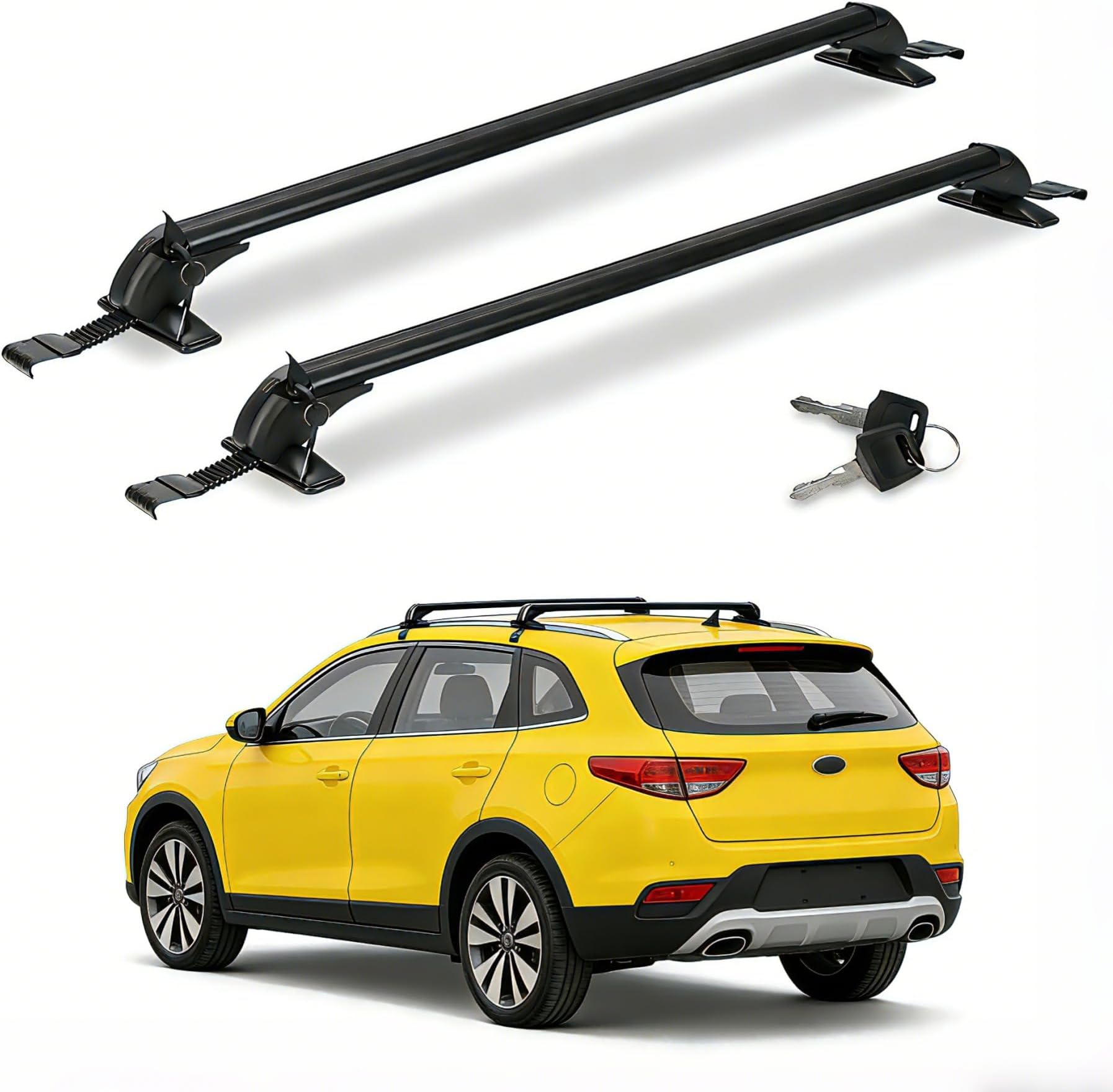 Car Roof Rack Cross Bar with Anti-Theft Lock Adjustable Window Frame for Bike Kayak Cargo Luggage, Distance Between The Rain Gutters is 42.91in to 44.88in(2PCS)