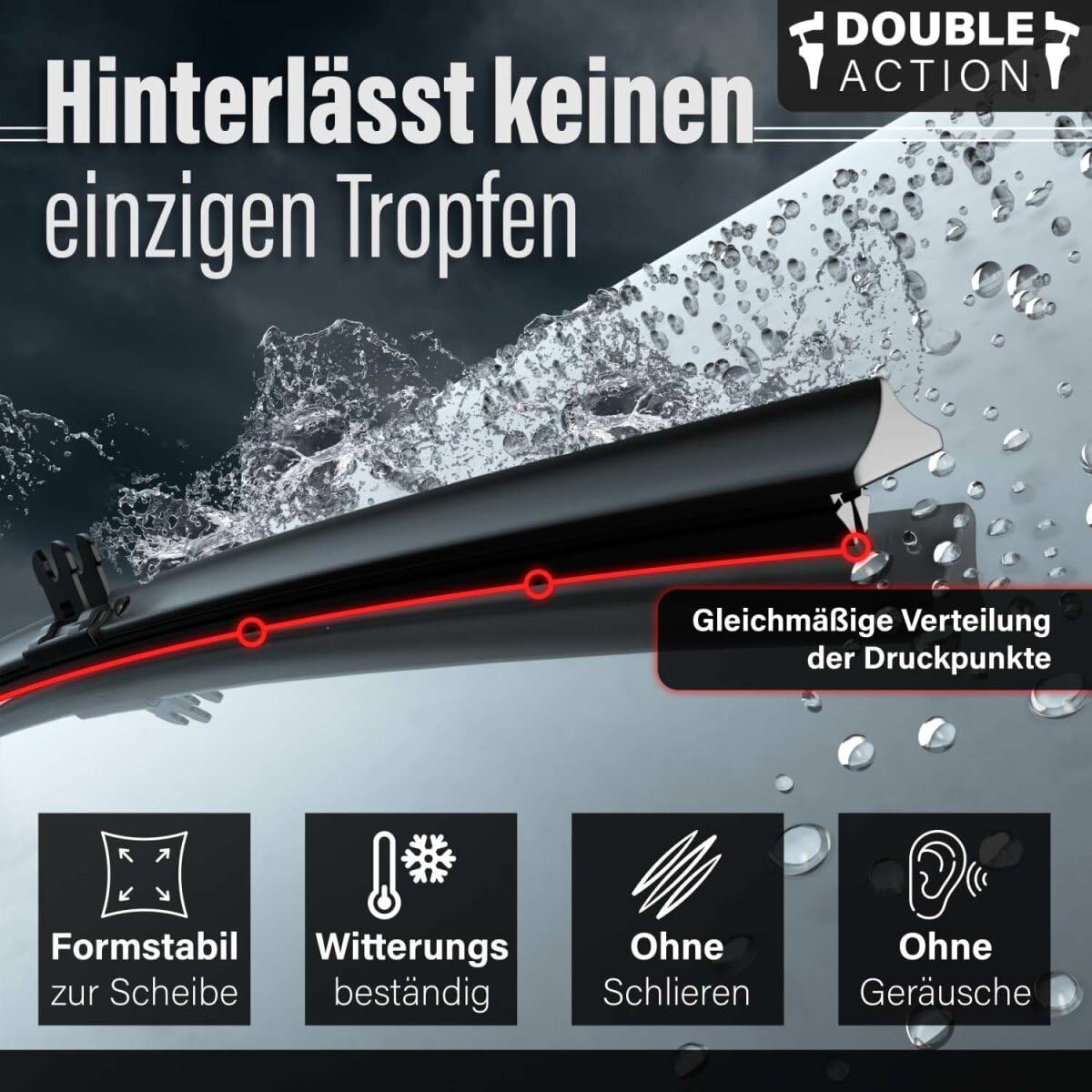 Wipers-Shop Scheibenwischer Double Action - Länge: 600/400mm - Set für Frontscheibe - WD307