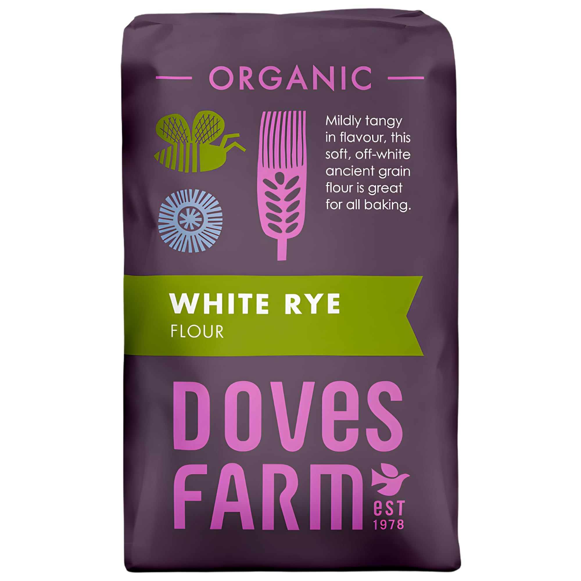 Doves Farm Organic White Rye Flour 2.2 lb (1 kg) - Ancient Grain Light Rye Flour for All British Baking: Breads, Sourdoughs, Cakes, Cookies & More | Kosher & Vegan Friendly | Imported From UK