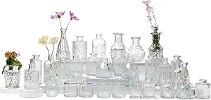 Minimalist Glass Vase Set styled on a rustic table – featured in affordable fall decor ideas