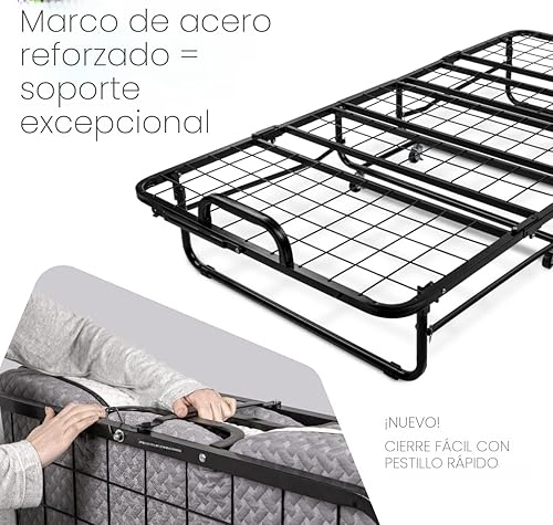 Miniatura 5 de Milliard Cama plegable Diplomat de lujo tamaño individual con lujoso colchón de espuma viscoelástica y un marco resistente súper fuerte 75 x 38